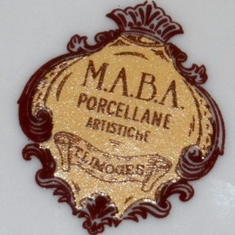 MABA Porcellane Artistiche Limoges Bowl White Gold Excellent Reticulated Floral